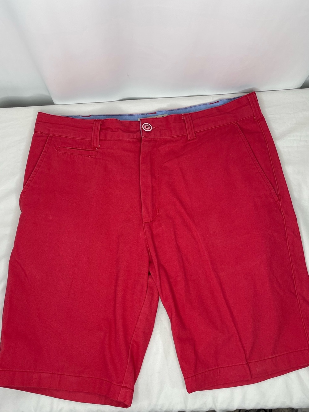 Islandia Men’s Coral red Golf Chino Shorts 36 Preppy Resort Flat Front Cotton